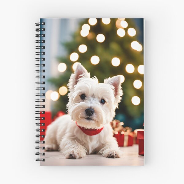 Item preview, West Highland white terrier by Christmas tree with gifts designed and sold by nicecorgi.