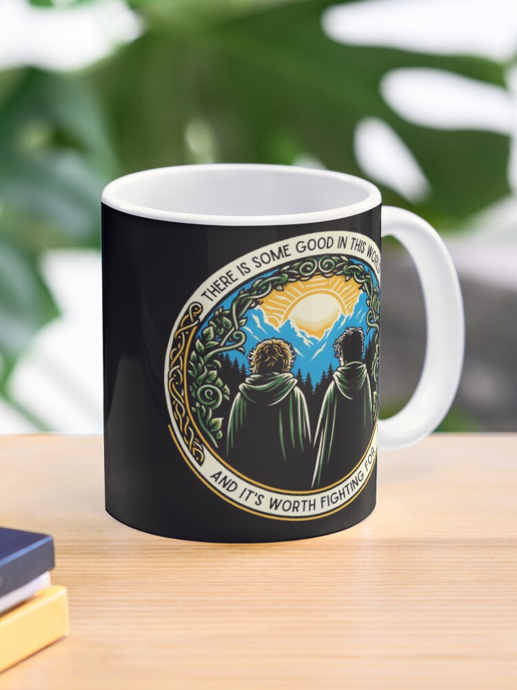 Aperçu 1 sur 6. Mug à café avec l'œuvre Il y a du bien dans ce monde et cela vaut la peine de se battre - Sunrise - Fantasy créée et vendue par flevin.
