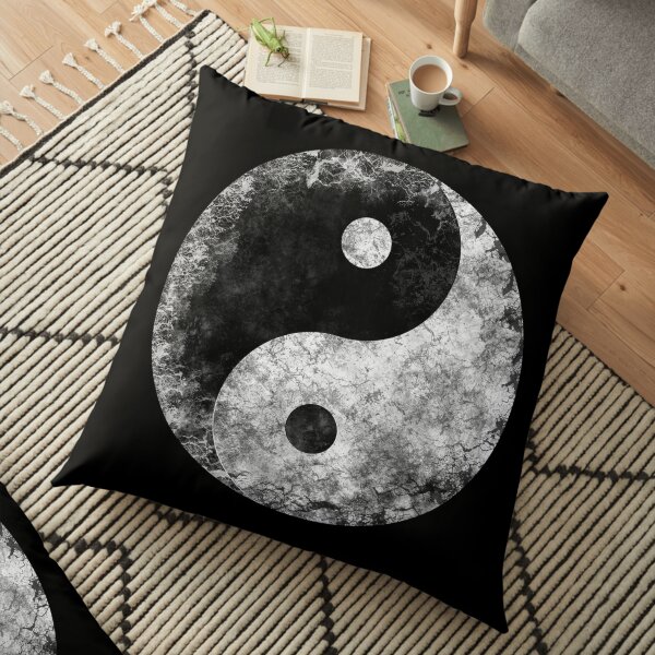 Grunge Yin Yang Floor Pillow