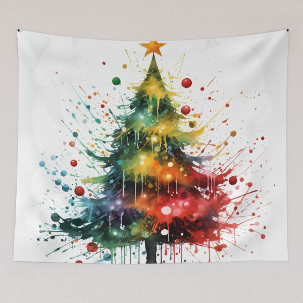 Item preview, paint splatter christmas tree design print designed and sold by dcrc.