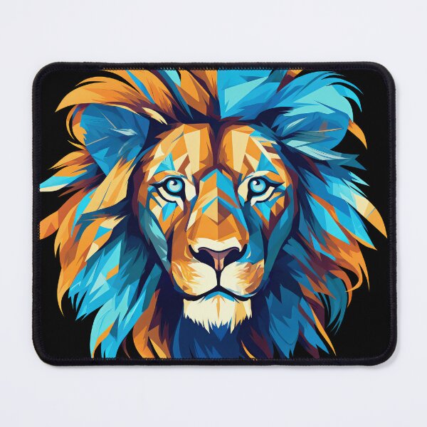 Item preview, The lion drawing in bright colors, in the style of azure and amber designed and sold by MagicColorPrint.