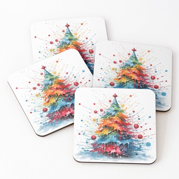 Item preview, paint splatter christmas tree design print designed and sold by dcrc.