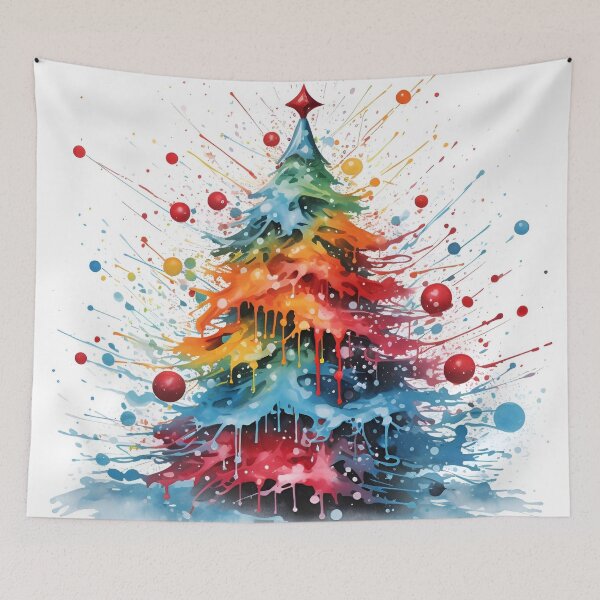 Item preview, paint splatter christmas tree design print designed and sold by dcrc.