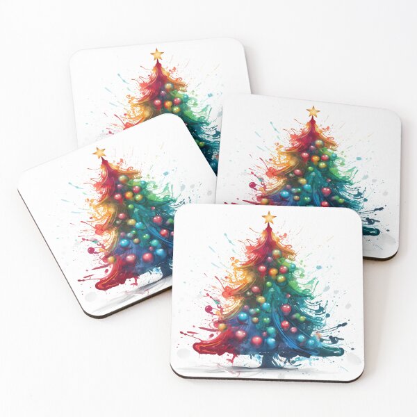 Item preview, paint splatter christmas tree design print designed and sold by dcrc.