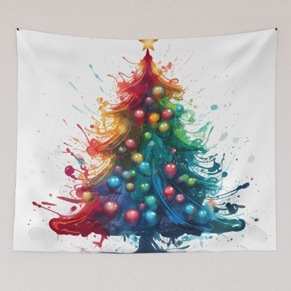 Item preview, paint splatter christmas tree design print designed and sold by dcrc.