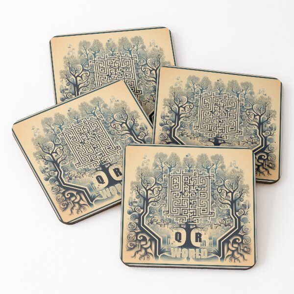 Item preview, QR world, vintage style contemporary print designed and sold by silent-violin.