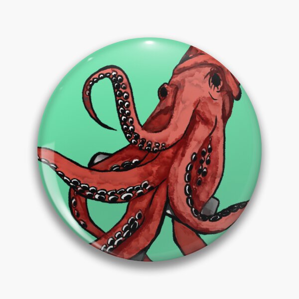 Item preview, Red Squid with Anchor - Green circle designed and sold by Lozzamarie-art.