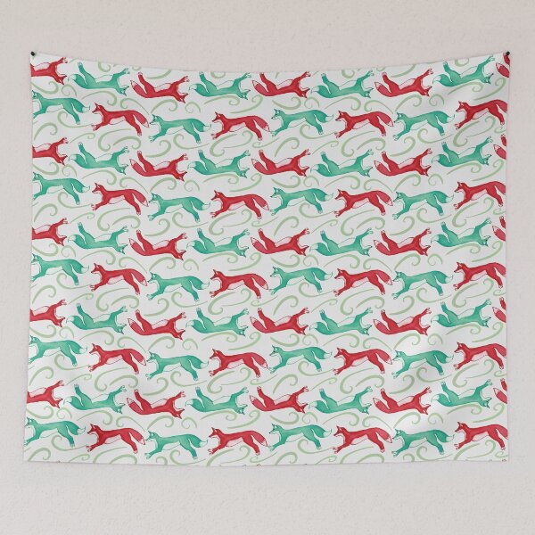 Item preview, Happy Holiday Foxes -  Christmas Fox Red and Green pattern designed and sold by ReesaAnneArt.