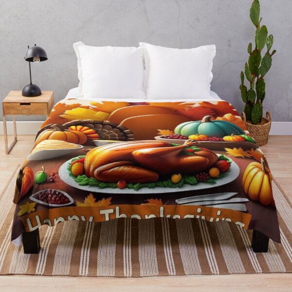 Item preview, Happy Thanksgiving holiday table with dishes designed and sold by JaroDesign2023.