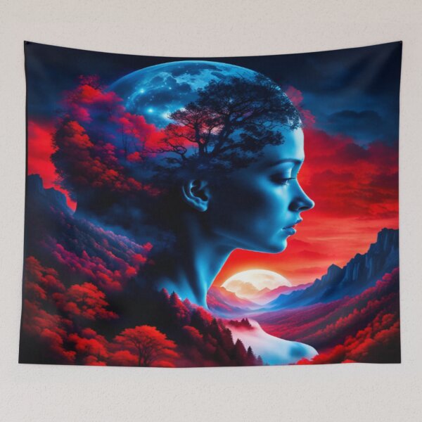 Artikelvorschau, Doppelbelichtung Mutter Natur Landschaft Sonnenuntergang entworfen und verkauft von WearWolfDesigns.