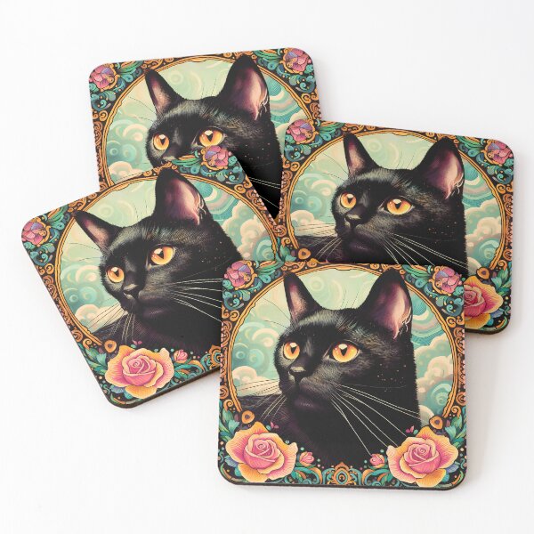 Item preview, Bombay Black Cat Frida Kahlo Style designed and sold by cloudhiker.