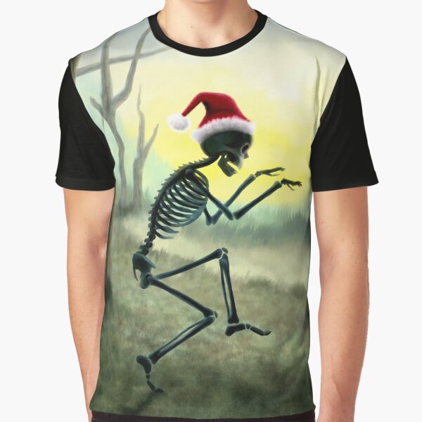 Santa Skeleton Creeping Through a Dead Forest Graphic T-Shirt