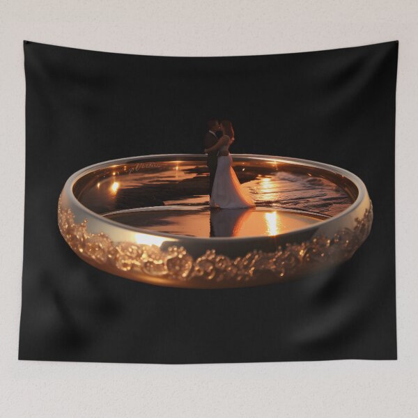 Item preview, Romantic wedding in golden wedding ring designed and sold by AI-Only Creations.