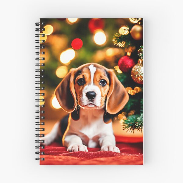 Item preview, Beagle Dog Puppy by Christmas Tree on Red Rug designed and sold by nicecorgi.