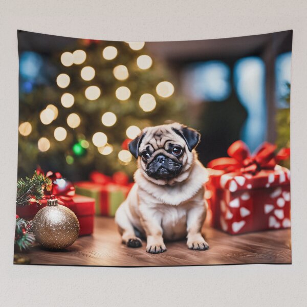 Item preview, Cute Pug Posing by Christmas Gift Boxes designed and sold by nicecorgi.