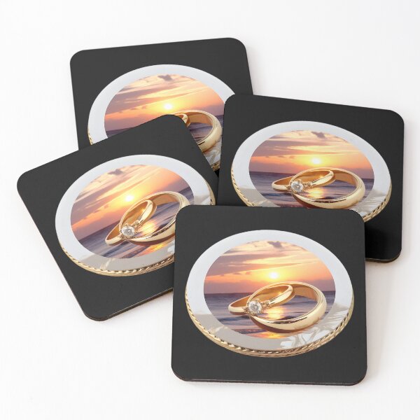 Item preview, Golden wedding rings sunset designed and sold by AI-Only Creations.