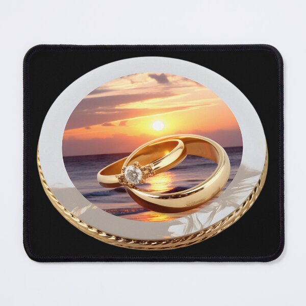Item preview, Golden wedding rings sunset designed and sold by AI-Only Creations.
