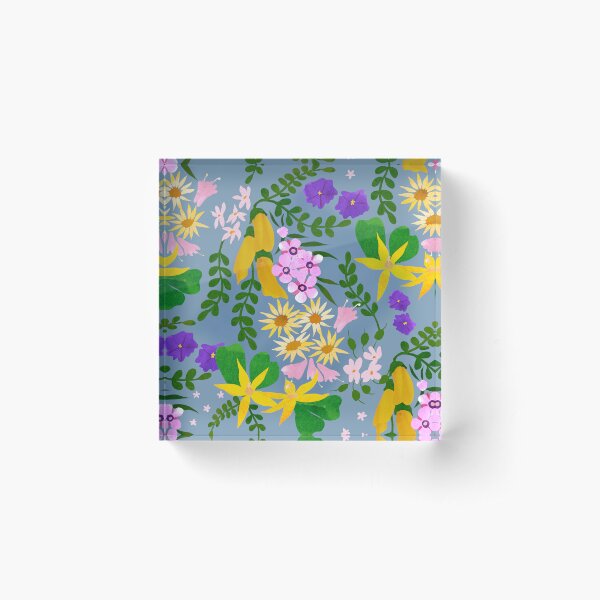 New Zealand Flower Pattern Acrylic Block
