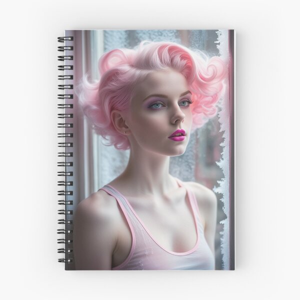 Item preview, Stunningly Beautiful Woman with Pink Hair Looking Out Her Frosted Winter Window designed and sold by Butler in the Home.