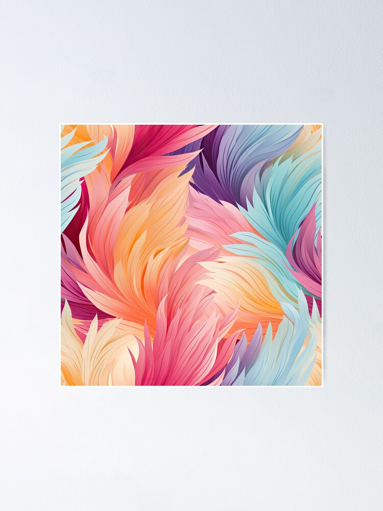 Thumbnail 1 of 3, Poster, Colorful Feathers Pattern designed and sold by GenericsStore.