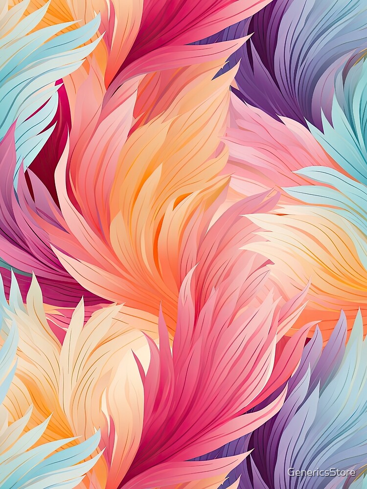 Thumbnail 4 of 4, Graphic T-Shirt, Colorful Feathers Pattern designed and sold by GenericsStore.