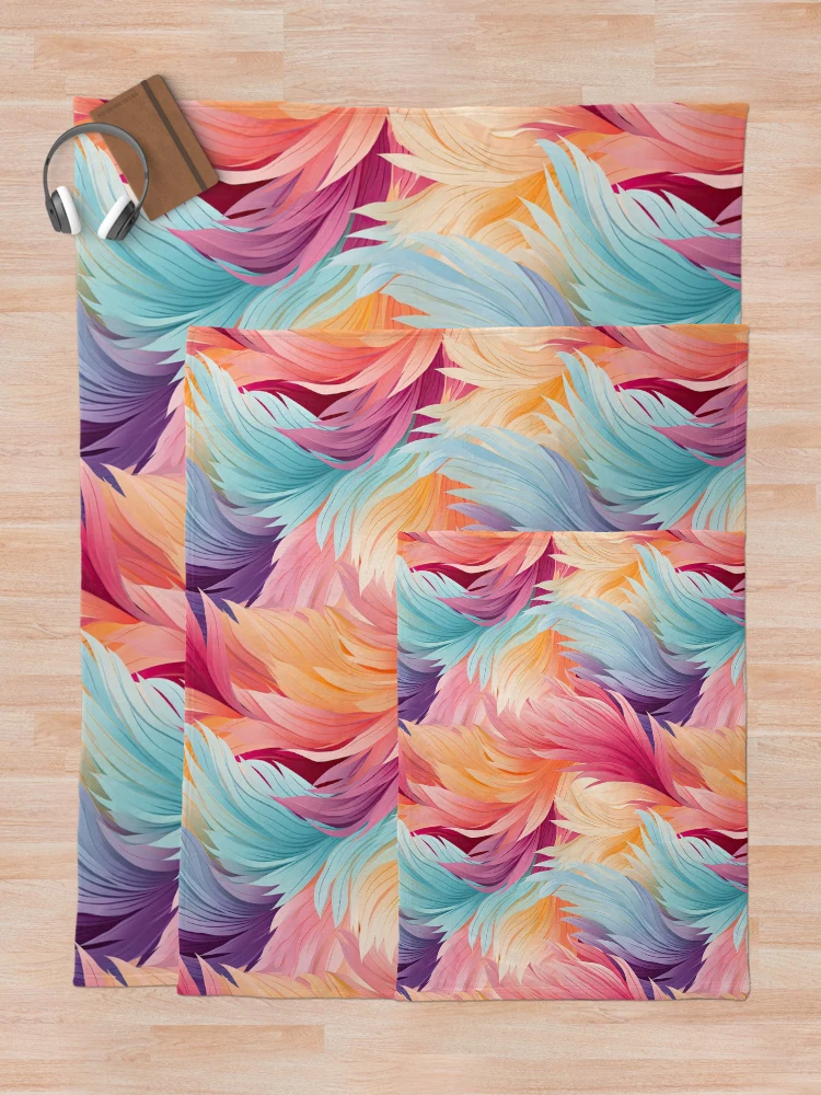 Thumbnail 5 of 6, Throw Blanket, Colorful Feathers Pattern designed and sold by GenericsStore.