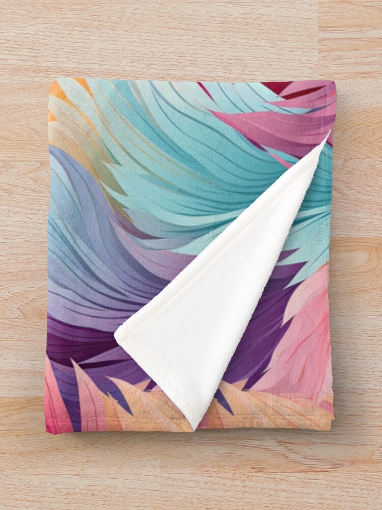 Thumbnail 3 of 6, Throw Blanket, Colorful Feathers Pattern designed and sold by GenericsStore.