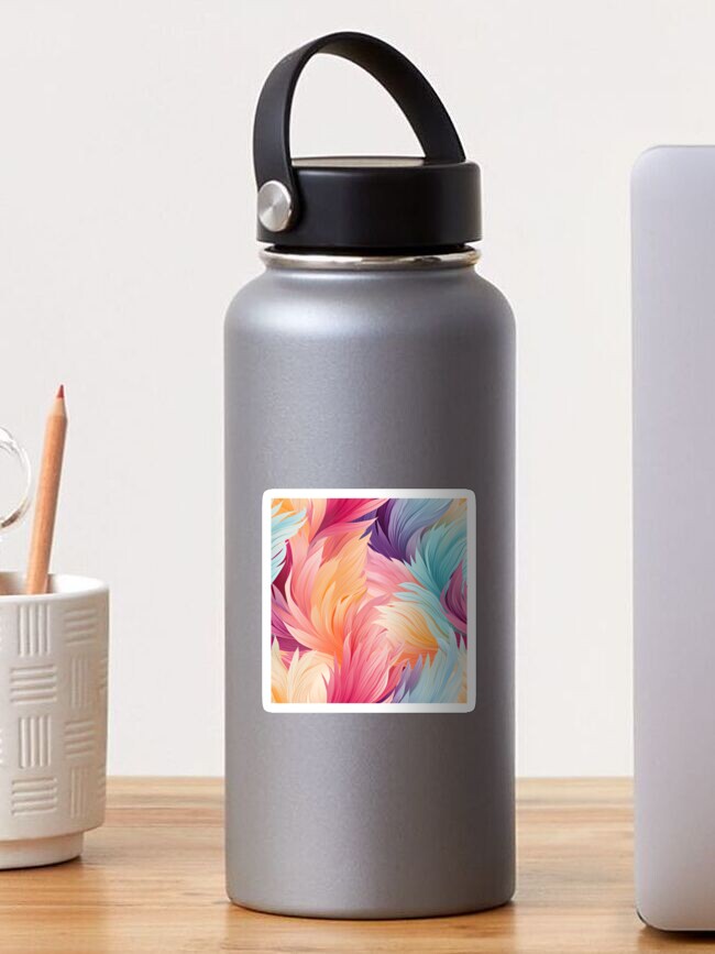 Thumbnail 1 of 3, Sticker, Colorful Feathers Pattern designed and sold by GenericsStore.