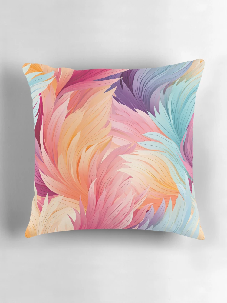 Thumbnail 3 of 4, Pillow, Colorful Feathers Pattern designed and sold by GenericsStore.