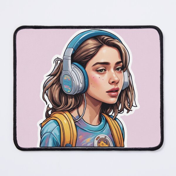 Item preview, Cute Girl Wearing Headphones designed and sold by HauntedOpera.