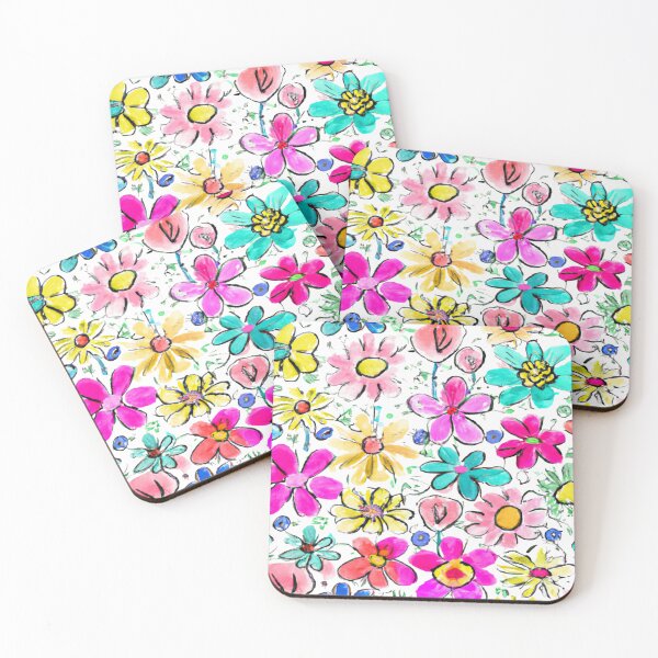 Item preview, Pattern of wildly colorful flowers designed and sold by rocklegends99.