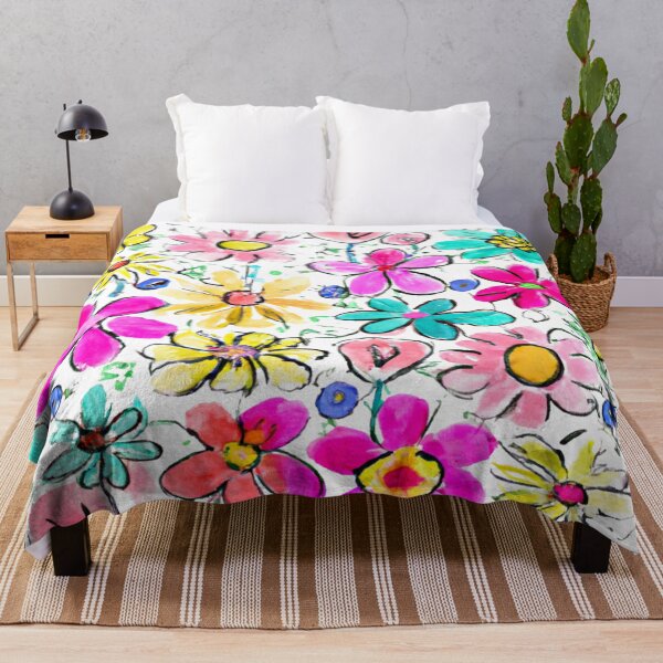 Item preview, Pattern of wildly colorful flowers designed and sold by rocklegends99.