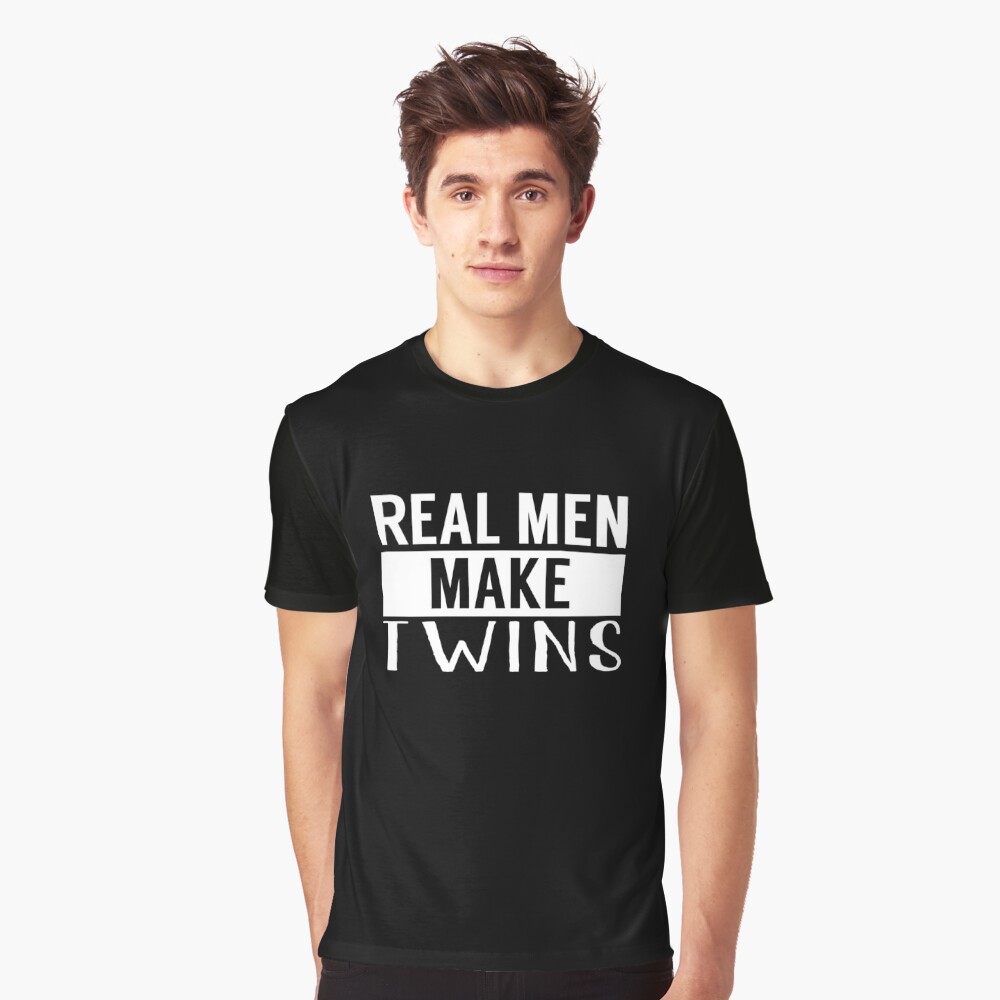 Inkmeso Graphic Tshirt For Twins Baby Dad Real Men Make Twins Tee Shirt  Jersey Shirt Daddy Shirt 