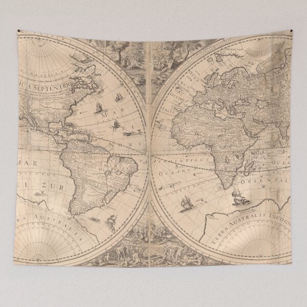 Item preview, Vintage Map of The World (1650) designed and sold by BravuraMedia.