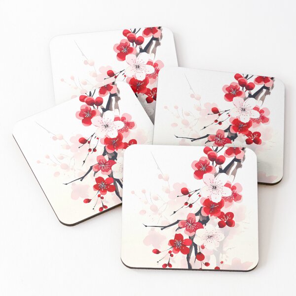 Item preview, Japandi Art Crimson Blossom Harmony designed and sold by TriarArt.