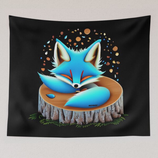 Item preview, Surreal Blue Fox Sleeping on Tree Stump by dePace' designed and sold by mrpropcake.