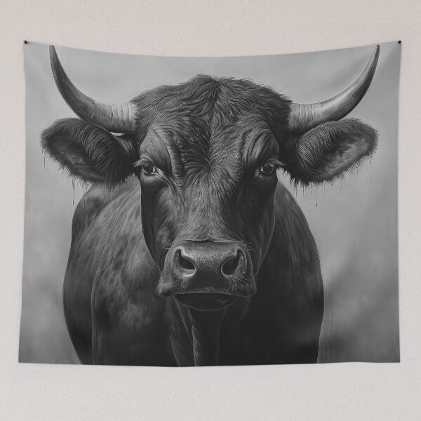 Item preview, Black Cow Front View BW designed and sold by Elisabeth Lucas.