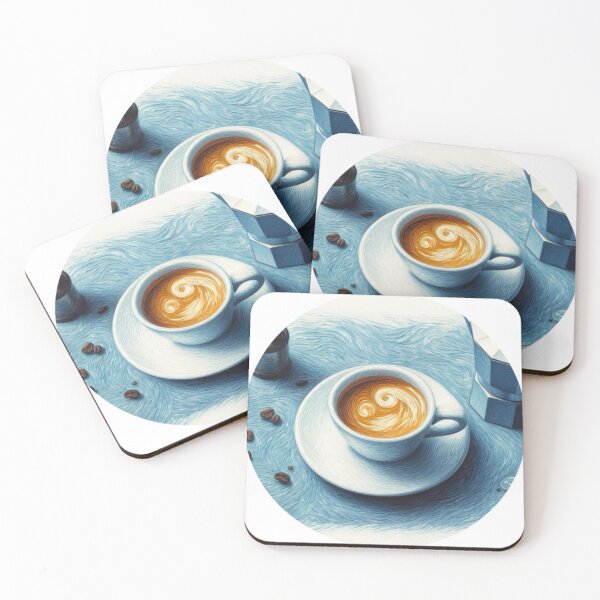 Item preview, Latte Art in a White Cafe Coffee Mug - Coffee Cup Painted in Vincent Van Gogh Style  designed and sold by Star-Fragment.