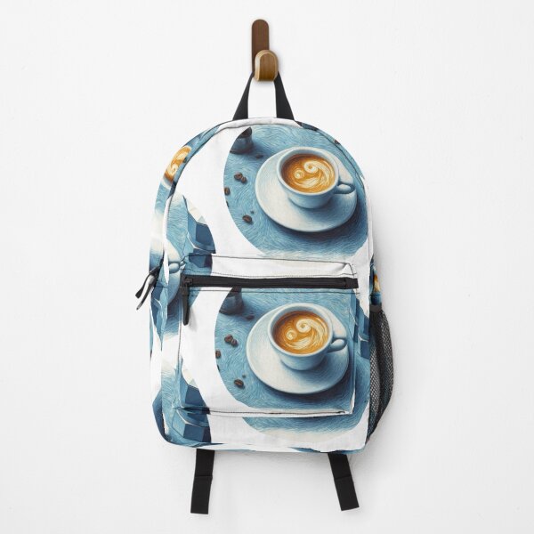 Item preview, Latte Art in a White Cafe Coffee Mug - Coffee Cup Painted in Vincent Van Gogh Style designed and sold by Star-Fragment.