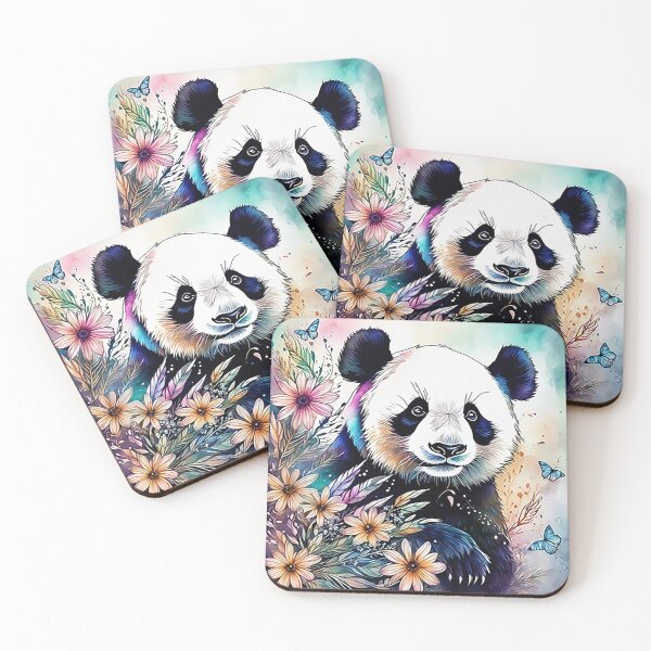 Item preview, Fantasy, Watercolor, Panda Bear With Flowers and Butterflies designed and sold by BirdsnStuff.