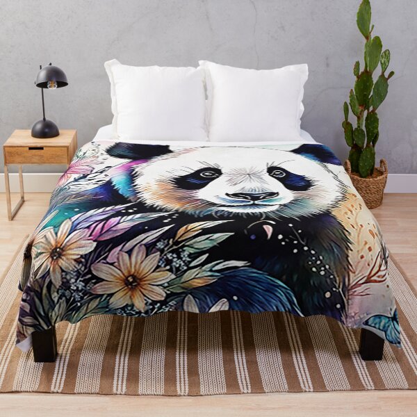 Item preview, Fantasy, Watercolor, Panda Bear With Flowers and Butterflies designed and sold by BirdsnStuff.