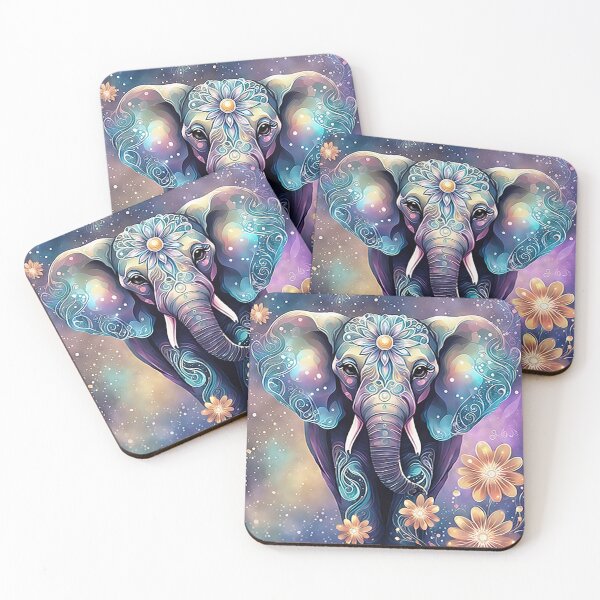 Item preview, Fantasy, Watercolor, Elephant With Flowers and Butterflies designed and sold by BirdsnStuff.