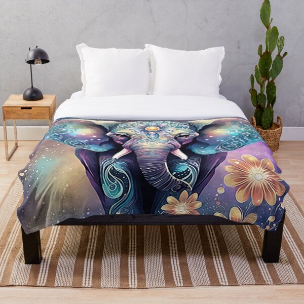Item preview, Fantasy, Watercolor, Elephant With Flowers and Butterflies designed and sold by BirdsnStuff.
