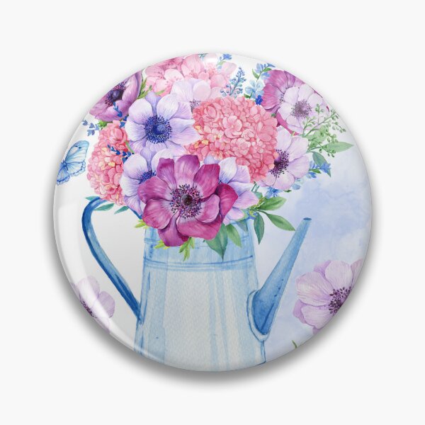 Item preview, Arte de la pared de flores, flores de acuarela azul púrpura anémonas primavera, diseño floral designed and sold by Featheryy.