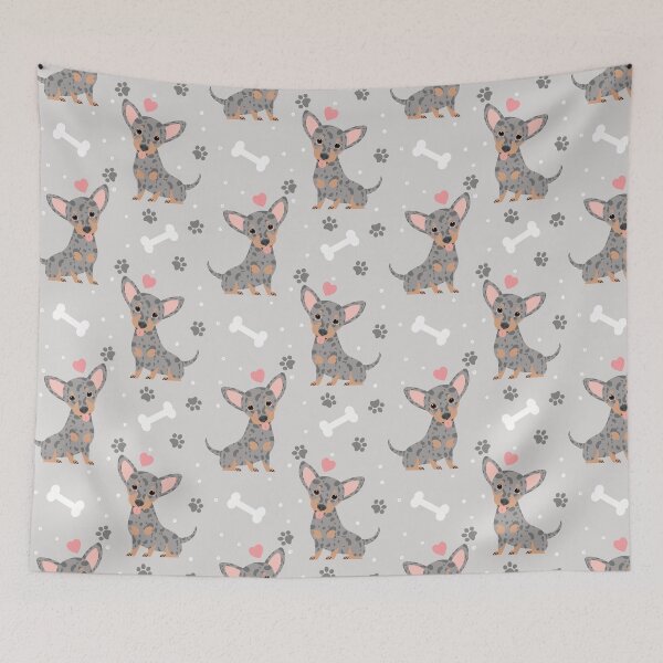 Item preview, Gray Tan Chiweenie Dachshund Chihuahua Mix Upright Ears designed and sold by Lulupainting.