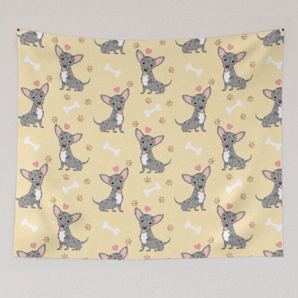 Item preview, Gray White Chiweenie Dachshund Chihuahua Mix Upright Ears designed and sold by Lulupainting.