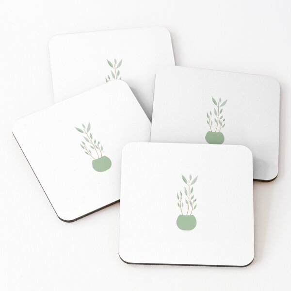 Item preview, round porcelain potted green leaf plant designed and sold by sunnymonday.