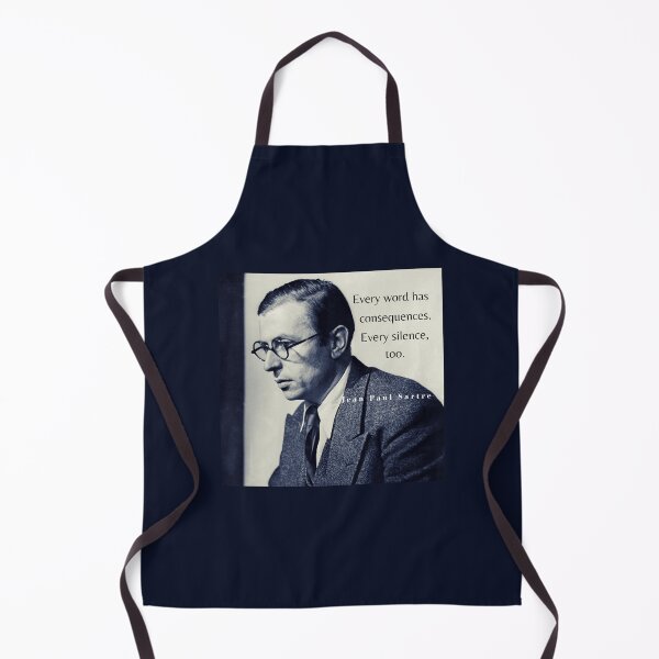 Item preview, Sartre portrait and quote: Every word has consequences. Every silence, too. designed and sold by artbleed.