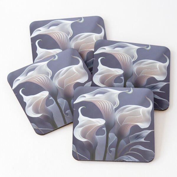 Item preview, Spectral Elegance: Translucent Calla Lilies in Ghostly Whites and Lavender designed and sold by PaintbrushPlace.