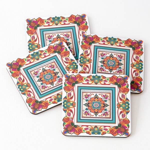 Item preview, Orange and Teal floral tapestry  designed and sold by Roxburylane.
